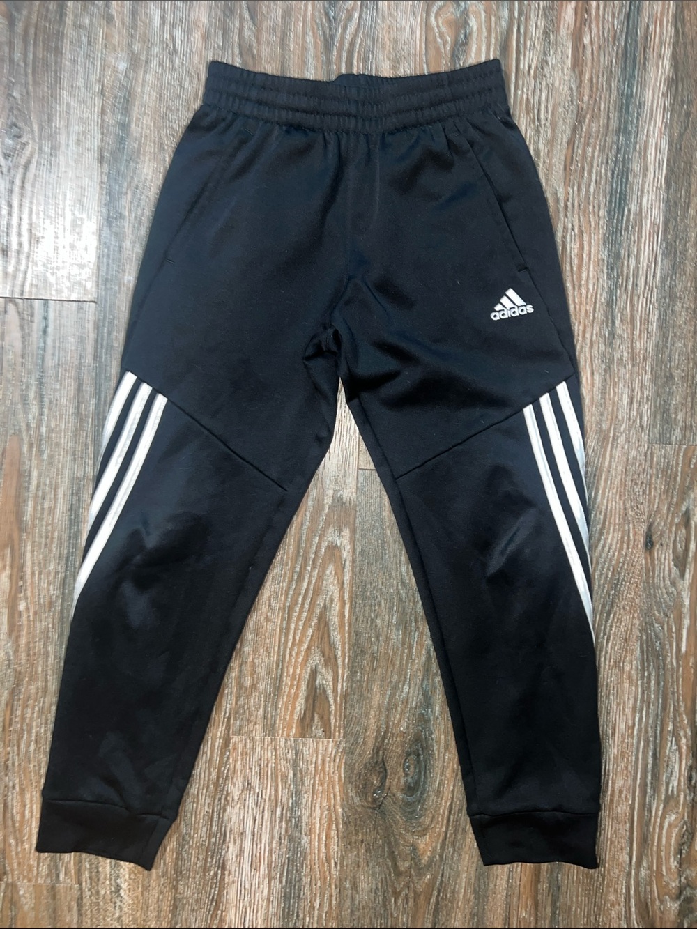 adidas Black Joggers with White Three-Stripe Detail